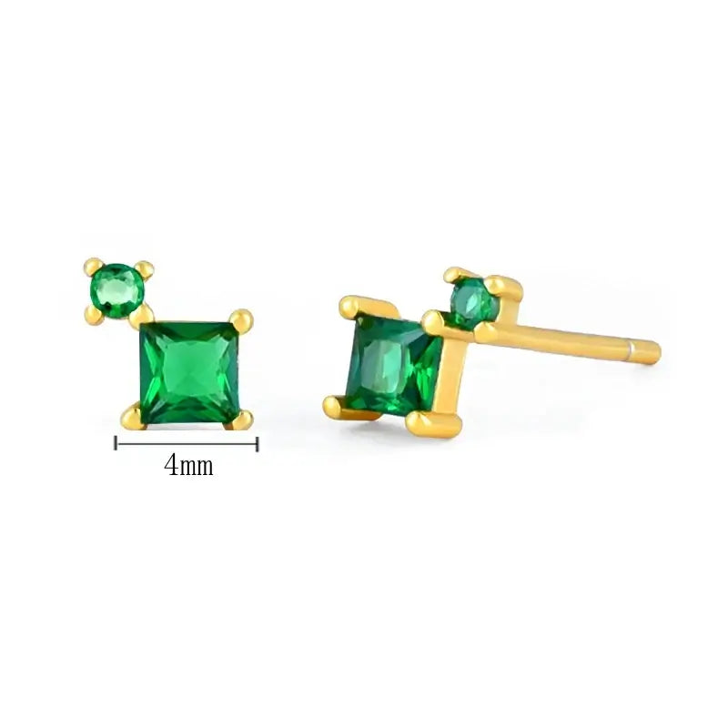 925 Sterling Silver Tiny Stud Earrings Colorful Crystal Luxury Jewelry LN1055-1-3