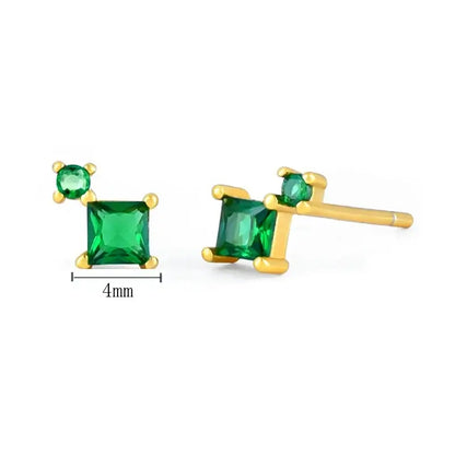 925 Sterling Silver Tiny Stud Earrings Colorful Crystal Luxury Jewelry LN1055-1-3