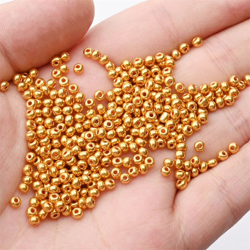 Czech Gold Colorfast Glass Mini Beads for DIY Bracelet Jewelry 8/0 Small Uniform 1.5/2/3mm