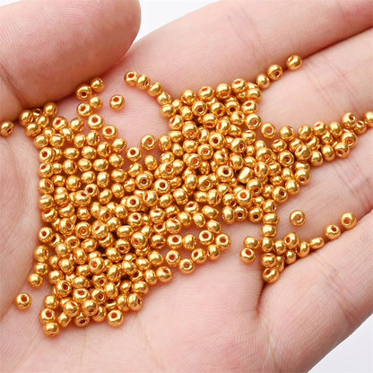 Czech Gold Colorfast Glass Mini Beads for DIY Bracelet Jewelry 8/0 Small Uniform 1.5/2/3mm