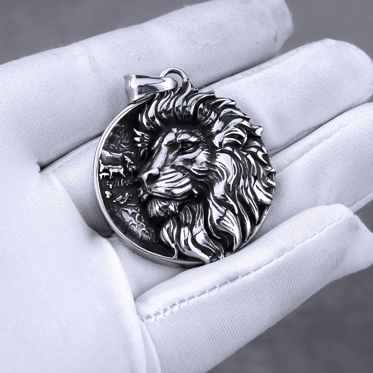 Stainless Steel Viking Lion Pendant Necklace for Men - Vintage Punk Hip Hop Biker Style