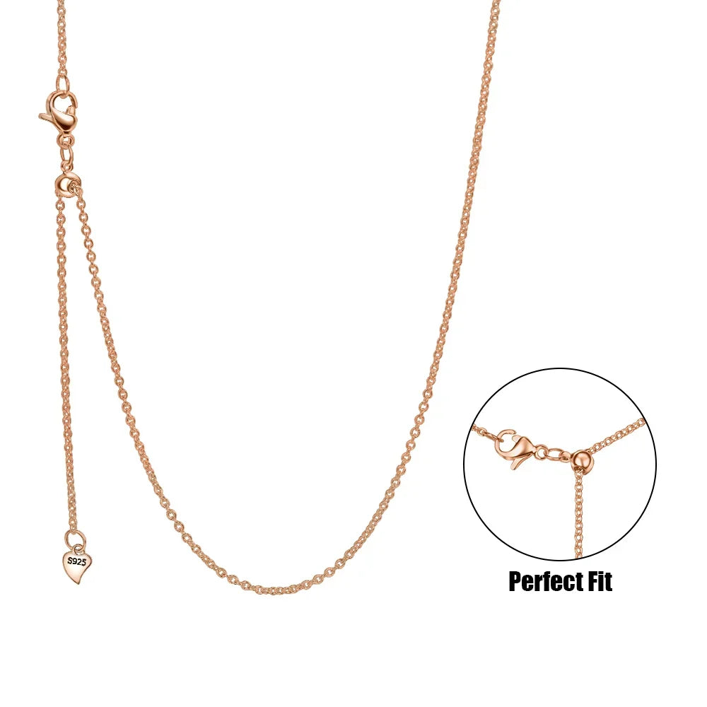 925 Sterling Silver Gold Rose Gold Simple Premium Bare Chain Necklace for Women Elegant DIY Jewelry Gift