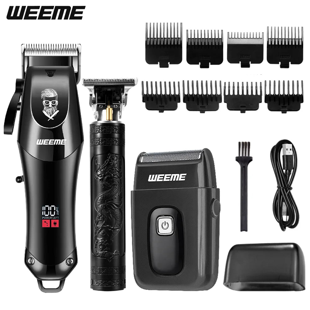 USB Rechargeable Hair Clippers Set for Men with Stainless Steel Blades and Electric Trimmers Ideal for Home Use