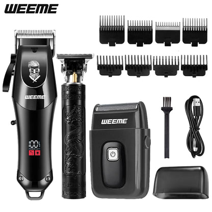 USB Rechargeable Hair Clippers Set for Men with Stainless Steel Blades and Electric Trimmers Ideal for Home Use