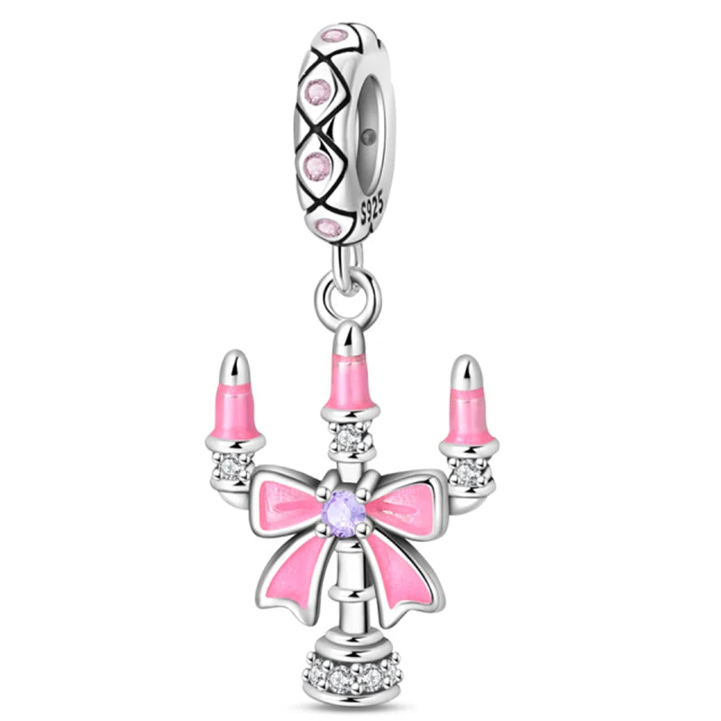 925 Sterling Silver Luminous Lantern Angel Cat Charm