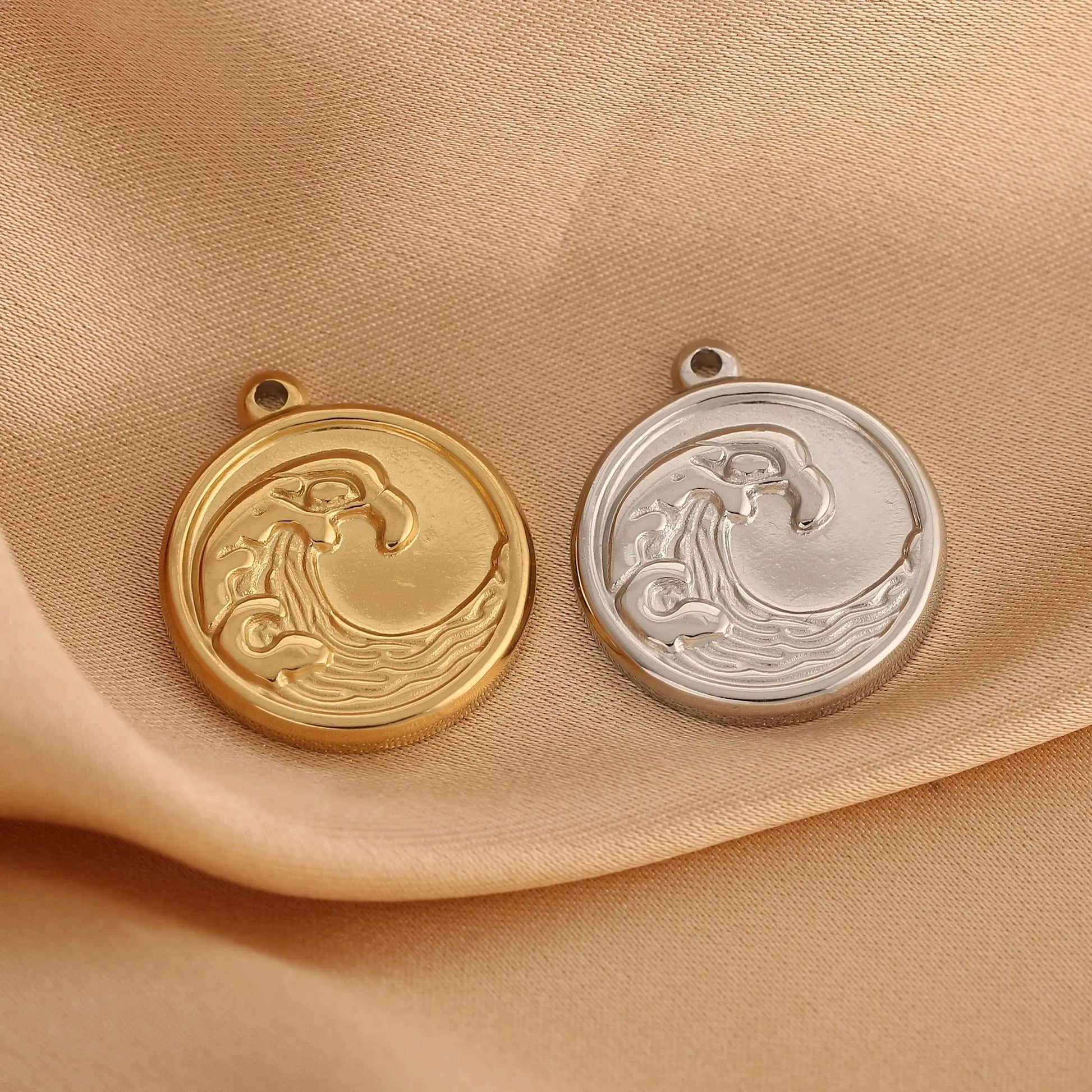 3Pcs Stainless Steel Wave Pendants for DIY Ocean Jewelry