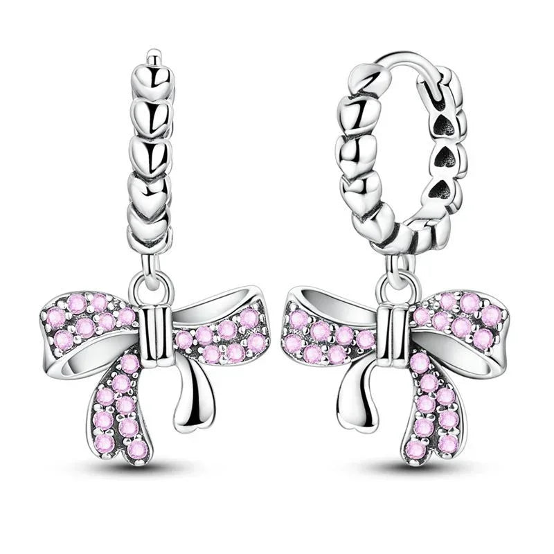 925 Sterling Silver Tulip Hoop Earrings with Dragonfly Firefly Bow Shell Conch and Turtle Designs Fine Jewelry Gifts for Women