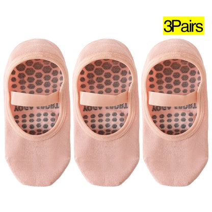 3 Pairs Womens No Show One Band Anti Slip Yoga Socks