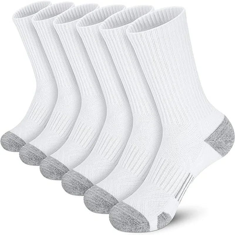 6 Pairs Men Athletic Crew Socks Cushion Breathable Outdoor