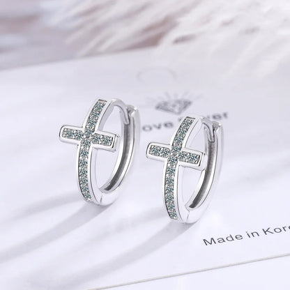 Elegant 925 Sterling Silver Zircon Stud Earrings for Women's Wedding and Engagement