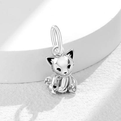 Sterling Silver Paw Print and Bone Charm Bead for Pet Bracelet Jewelry P018
