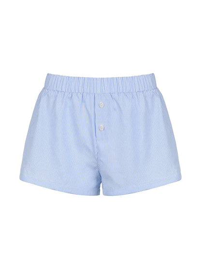 Striped Print Women Shorts Elastic Waist Streetwear Y2K