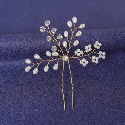 Elegant Gold Crystal Hair Pin for Women - Trendy Rhinestone Bridal Wedding Hair Accessory