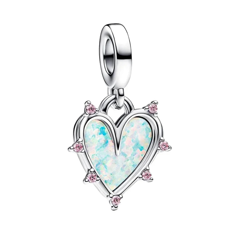 Original 925 Sterling Silver Heart Bow Mom Charm with Zircon for Women DIY Bracelets and Necklaces Fine Birthday and Mothers Day Jewelry Gift