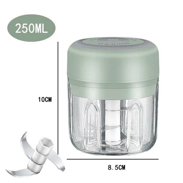 Mini Electric Garlic Chopper with USB Charging - Powerful 100/250mL Ginger Garlic Onion Masher and Meat Crusher