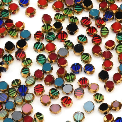 72 Pieces Golden Plated Glass Beads 3x4mm Oval Flat Faceted Crystal Beads for DIY Jewelry Making Necklaces and Bracelets