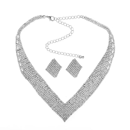 Luxury Crystal Bridal Jewelry Set with African Beads and Rhinestone Necklace and Earrings for Engagement Party Gift