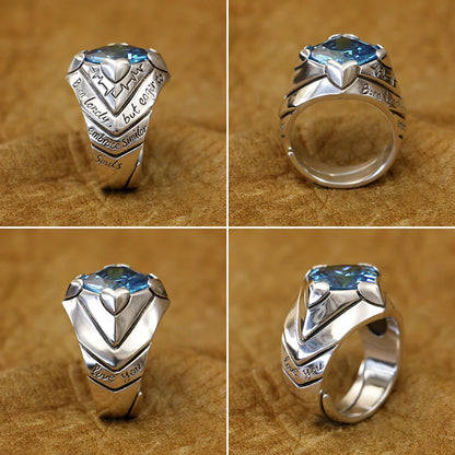 Elegant Blue Zircon Heart Ring in 925 Sterling Silver for Unisex