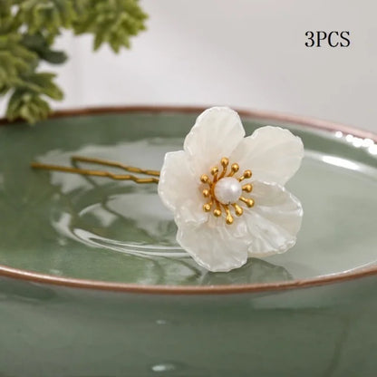 Elegant Rose Flower U-Shaped Hairpins for Wedding Brides and Women