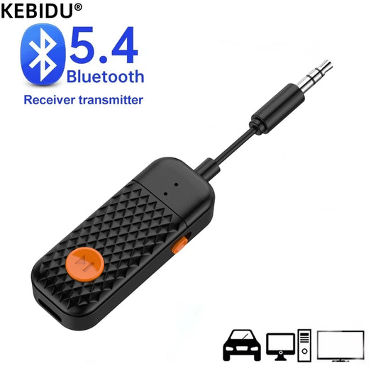 Bluetooth 5.4 HiFi Stereo Audio Transmitter Receiver Wireless Adapter with Mic for Car Airplane TV and PC