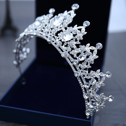 Elegant Crystal Bridal Tiara Crown for Weddings Silver Diadem Veil Headpiece Jewelry