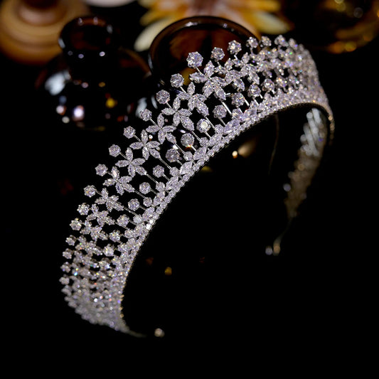 Elegant Crystal Floral Wedding Tiara for Brides and Princesses