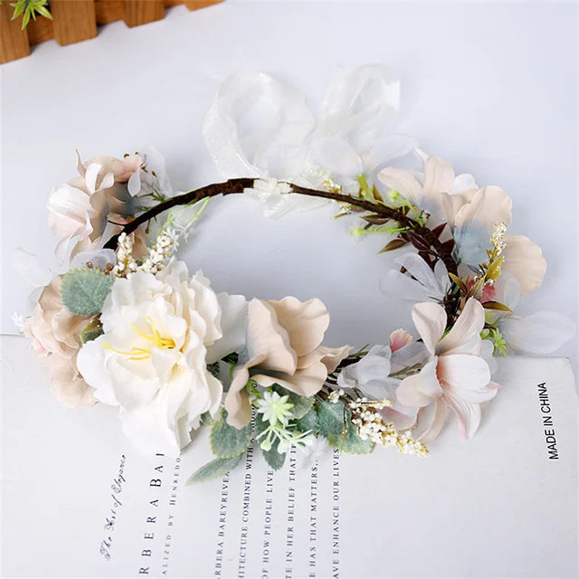 Romantic Rhinestone Floral Wreath Crown for Bridesmaids