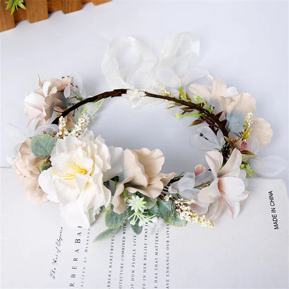 Romantic Rhinestone Floral Wreath Crown for Bridesmaids