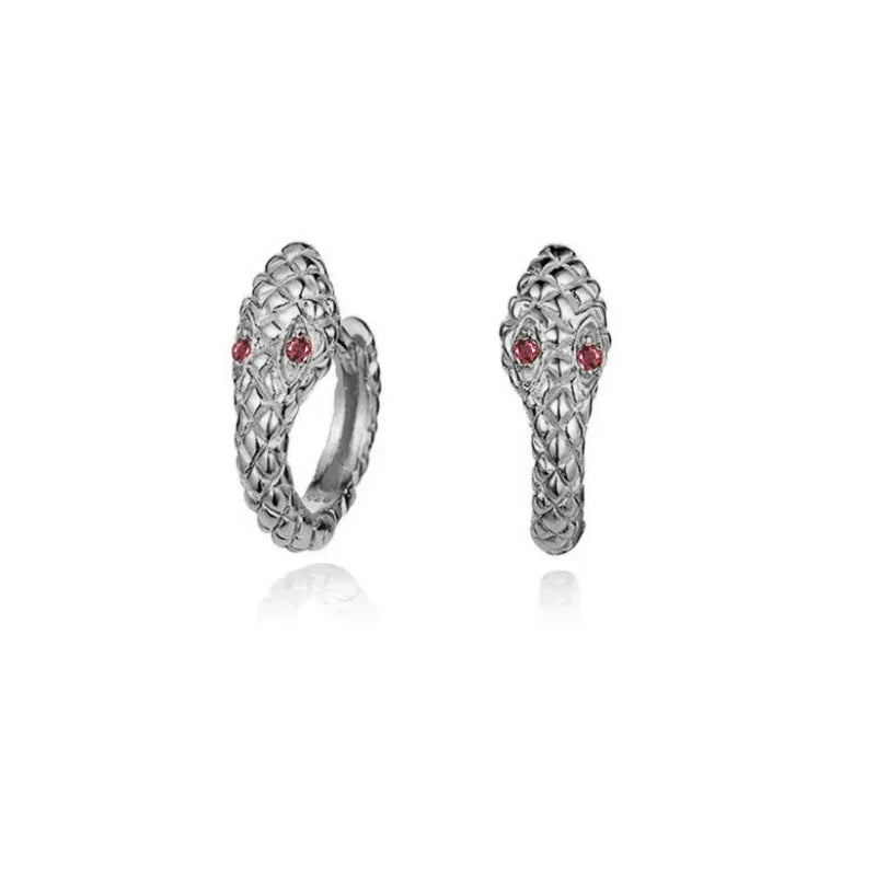 Rose Red Zircon Hoop Earrings for Women Minimalist Dangle Party Jewelry Trend 2025