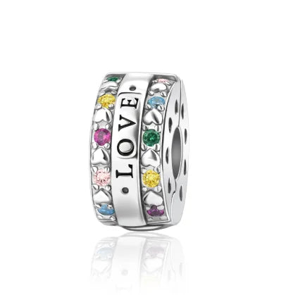 925 Sterling Silver Colorful Butterfly And Cherry Blossom Beads Clip Charm For DIY Bracelets Fine Zircon Jewelry