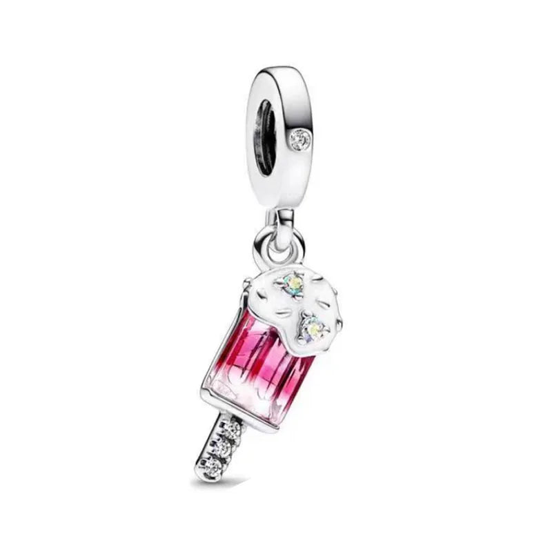 Spring Butterfly Heart Enamel Flower Charm Bead for Bracelets and Necklaces