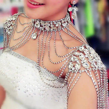 Bridal Bliss Crystal Chain Tassel Shoulder Strap Necklace