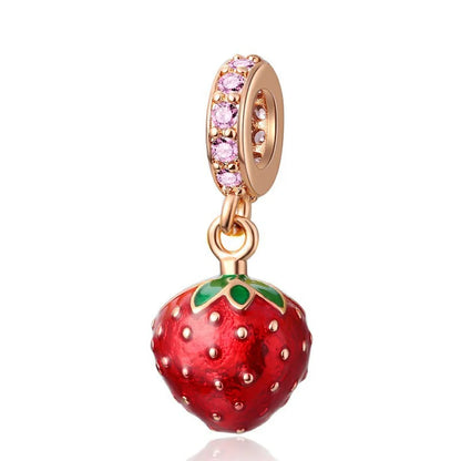 Sparkling Rose Gold Family Tree & Flower Charm Bead for European Silver Bracelet YY1871