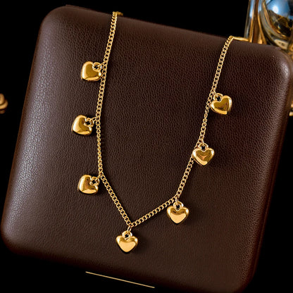 Ganemly Elegant 316L Stainless Steel Double Layer Pearl Necklace for Women 18K Gold Plated Waterproof Fashion Jewelry