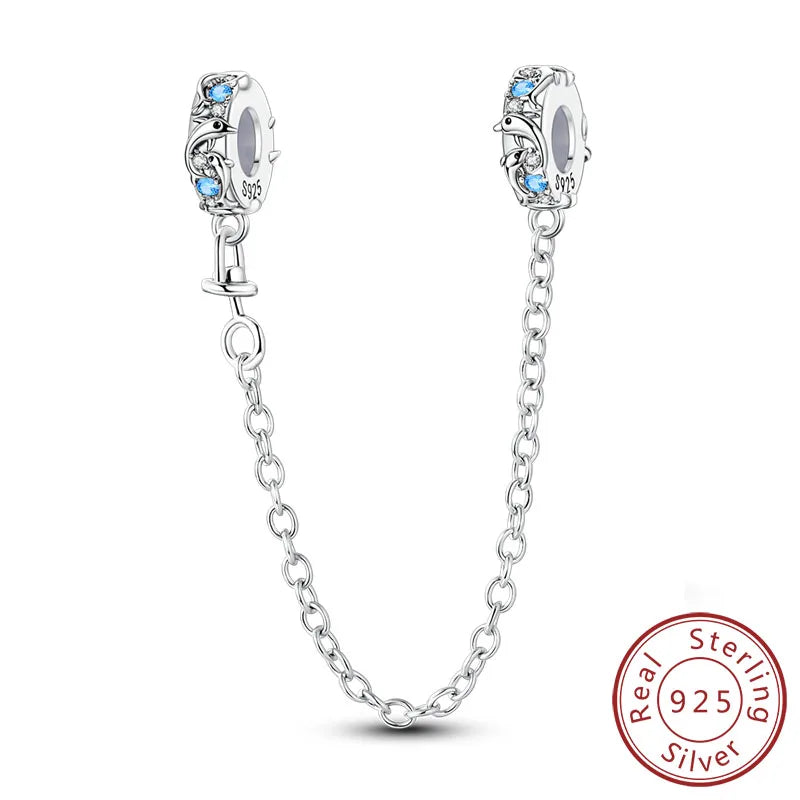 925 Sterling Silver Ocean Turtle Beach Charms Blue Shell
