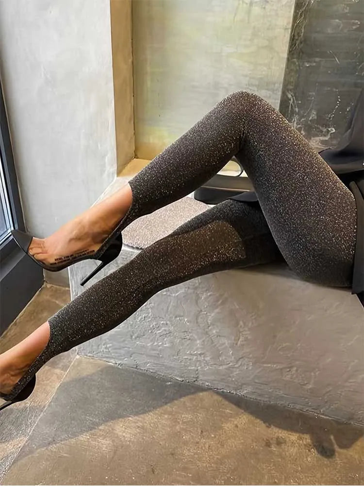 Womens High Stretch Solid Color Knit Leggings Slim Fit