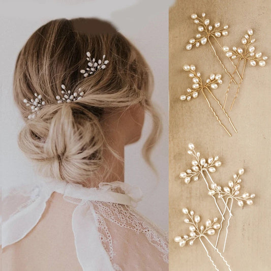 Handcrafted Silver Gold Pearl Vine Hairpin for Brides and Weddings