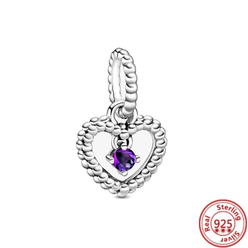 925 Sterling Silver Zodiac Pendant with Colorful Zircon for Charm Bracelets Y808 3mm-4mm