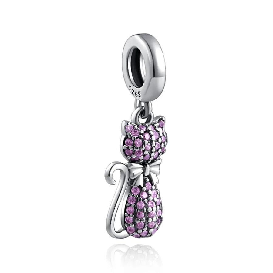 Exquisite 925 Silver Cat Claw Pendant Beads with Safety Chain for European Bracelets B1555