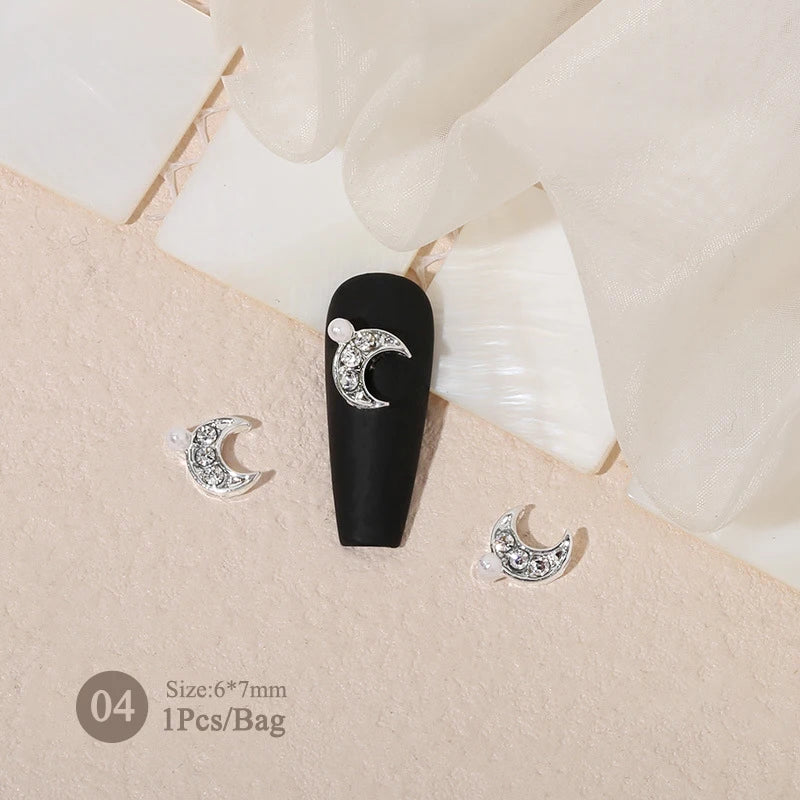 Elegant Gold Silver Metal Bowknot Nail Charm 3D Rhinestone Decor for DIY Manicure Art