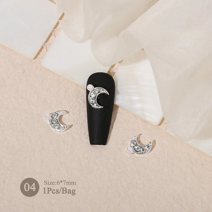 Elegant Gold Silver Metal Bowknot Nail Charm 3D Rhinestone Decor for DIY Manicure Art