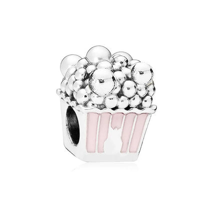 Spring Pink Flower Charms 925 Silver Beads for European Bracelets and Necklaces Jewelry Gift for Best Friends and Moms