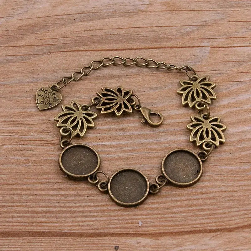 1Pc Metal Zinc Alloy Round Bracelet Findings in 2 Colors and 15 Styles 8-Antique bronze 12mm