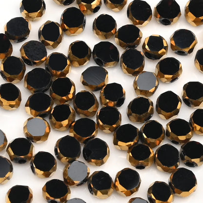 72 Pieces Golden Plated Glass Beads 3x4mm Oval Flat Faceted Crystal Beads for DIY Jewelry Making Necklaces and Bracelets