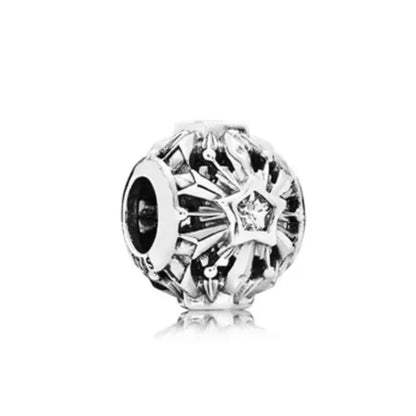 Exquisite 925 Silver Heart-Shaped Beads with Crystal Ball Pendant for DIY European Bracelets