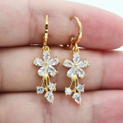 Classic Trend Earrings Gold Color Filled Zircon Dangle Jewelry E797-1