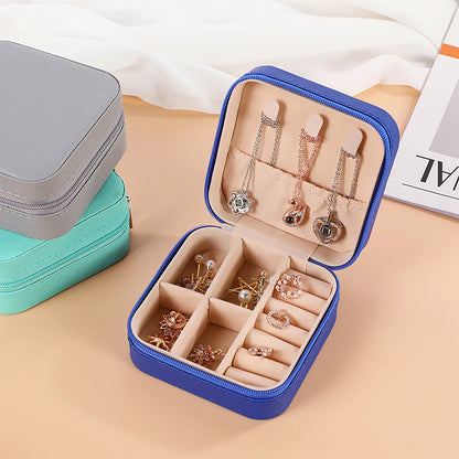 Travel-Friendly PU Leather Jewelry Organizer - Compact Storage Box for Bracelets, Earrings & Rings