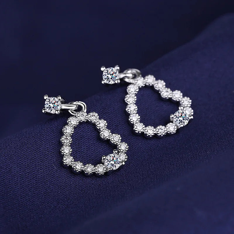 Sterling Silver CZ Crystal Plant Stud Earrings for Women and Teens