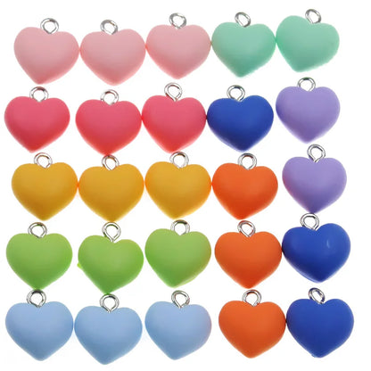 Sweet Bell 9 Color Resin Heart Charms Set for DIY Jewelry and Accessories