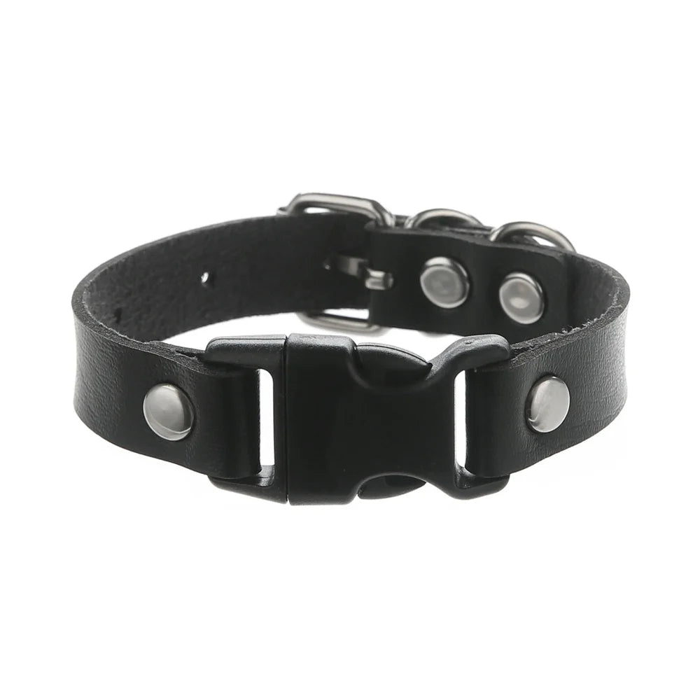 Gothic Punk Cat Heart Leather Bracelet For Women And Men